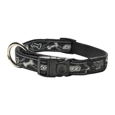 Rogz Jellybean Black Bone Dog Collar Size Small (20-31cm) RRP £4.99 CLEARANCE XL £2.99